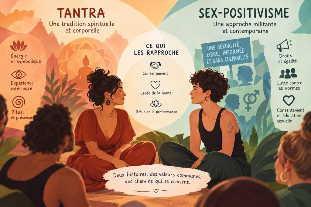 Illustration sur les points communs et les différences entre le tantra et le sex-positivisme