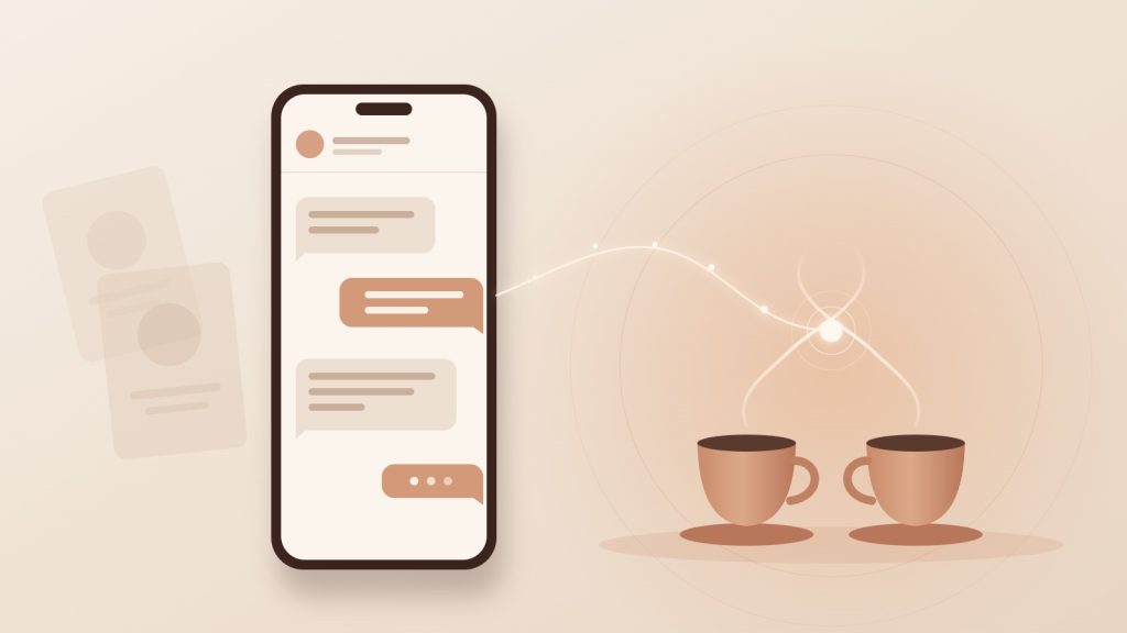 Illustration d'une conversation sur une appli de rencontre en conscience